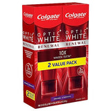 Colgate Optic White Renewal Teeth Whitening Toothpaste, Enamel Strength, 3 Oz Tube, 2 Pack