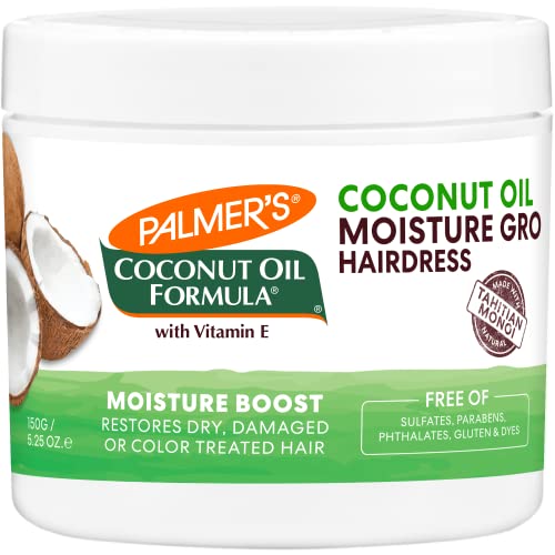 Palmers Coconut Oil Formula Moisture Gro Hairdress Hair Cream, Restorative Leave In Conditioner to Minimize Breakage and Add Shine, 5.25 Ounce Jar