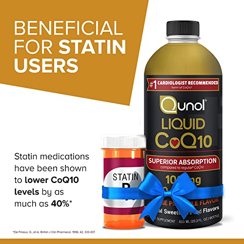 Qunol Liquid CoQ10 100mg, Superior Absorption Natural Supplement Form of Coenzyme Q10, Antioxidant for Heart Health, Orange Pineapple Flavored, 60 Servings, 20.3 oz Bottle