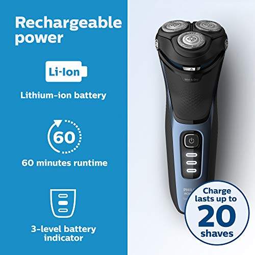 Philips Norelco Shaver 3500, Rechargeable Wet & Dry Electric Shaver with Pop-Up Trimmer and Storage Pouch, S3212/82