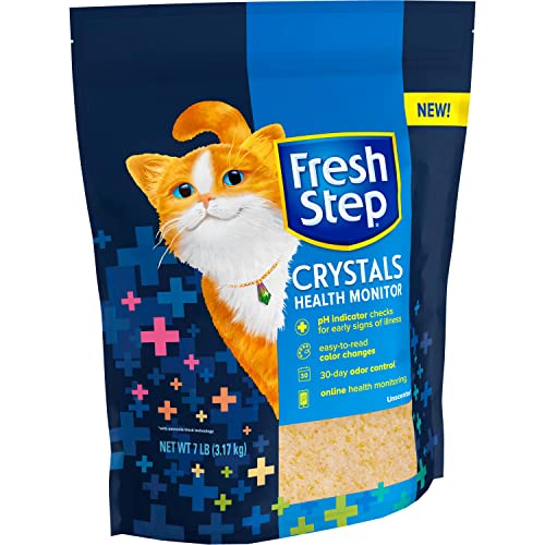 Fresh Step Crystals Health Monitoring Cat Litter, Unscented, Lightweight Crystals Litter Checks Urine pH Levels to Monitor Cat Health, Helps Control Odors, 14 Lbs Total (2 Pack of 7 Lb Bags)