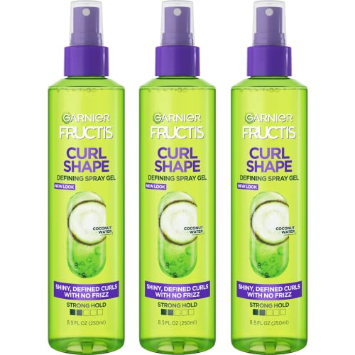 Garnier Fructis Style Curl Shape Defining Spray Gel for No Frizz, 8.5 Fl Oz, 3 Count (Packaging May Vary)