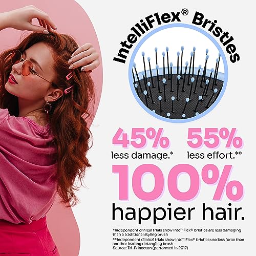 Wet Brush Detangling Brush, Mini Detangler Brush (Pink) - Wet & Dry Tangle-Free Hair Brush for Women & Men - No Tangle Soft & Flexible Bristles for Straight, Curly, & Thick Hair