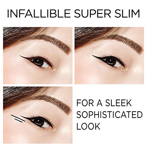 L’Oréal Paris Makeup Infallible Super Slim Long-Lasting Liquid Eyeliner, Ultra-Fine Felt Tip, Quick Drying Formula, Glides on Smoothly, Brown, Pack of 1