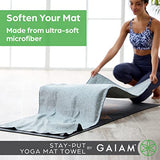 Gaiam Stay Put Yoga Towel Mat (Fits Over Standard Size - 68L x 24W), Lake