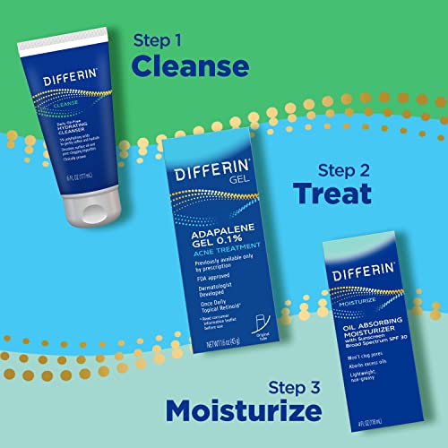 Differin Oil Absorbing Moisturizer with SPF 30, Sunscreen for Face by the makers of Differin Gel, Gentle Skin Care for Acne Prone Sensitive Skin, 4 oz (Packaging May Vary)