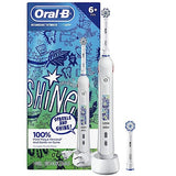 Oral-B Kids Electric Toothbrush with Coaching Pressure Sensor and Timer, Rechargeable Toothbrush with (2) Brush Heads, Sparkle & Shine