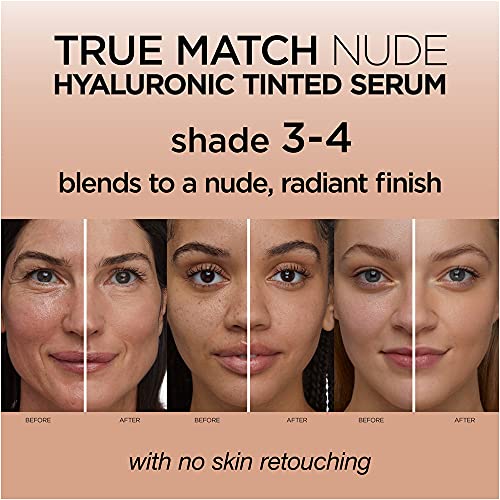 L’Oréal Paris True Match Nude Hyaluronic Tinted Serum Foundation with 1% Hyaluronic acid, Very Light 0.5-2, 1 fl. oz.