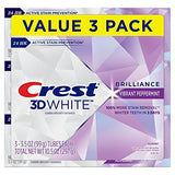 Crest 3D White Brilliance Teeth Whitening Toothpaste, Vibrant Peppermint, 3.5 oz, Pack of 3