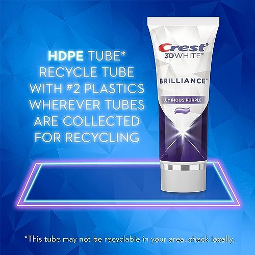 Crest 3D White Brilliance Purple Teeth Whitening Toothpaste - Pack of 3, 3.5 oz Tubes - Anticavity Fluoride Toothpaste -100% More Surface Stain Removal - 24 Hour Active Stain Prevention