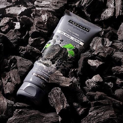 Freeman Polishing Charcoal & Black Sugar Facial Gel Mask, Purifies Skin, Not Over-Drying, Polishing Face Mask, Exfoliating, Removes Dead Skin, Perfect For All Skin Types, 6 fl.oz./ 175 mL Tube