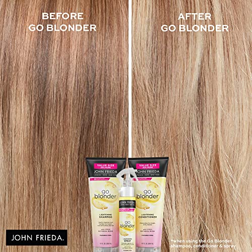 John Frieda Sheer Blonde Go Blonder Shampoo and Conditioner Set for Blonde Hair, Lightening Shampoo and Conditioner with Citrus and Chamomile, featuring our BlondMend Technology, 8.3 oz (2 Pack)