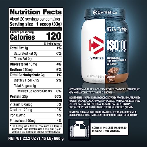 Dymatize ISO100 Hydrolyzed Protein Powder, 100% Whey Isolate Protein, 25g of Protein, 5.5g BCAAs, Gluten Free, Fast Absorbing, Easy Digesting, Strawberry, 20 Servings