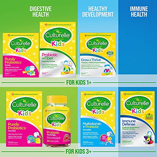 Culturelle Kids Probiotic + Fiber Packets (Ages 3+) - 60 Count - Digestive Health & Immune Support - Helps Restore Regularity