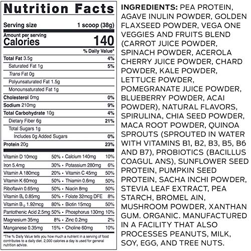 Vega Organic All-in-One Vegan Protein Powder, Chocolate - Superfood Ingredients, Vitamins for Immunity Support, Keto Friendly, Pea Protein for Women & Men, 3.7 lbs (Packaging May Vary)