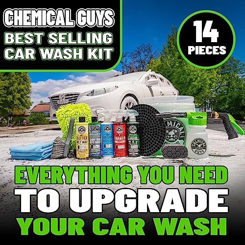 Chemical Guys HOL148 16-Piece Arsenal Builder Car Wash Kit with Foam Gun, Bucket and (6) 16 oz Car Care Cleaning Chemicals (Works w/Garden Hose)