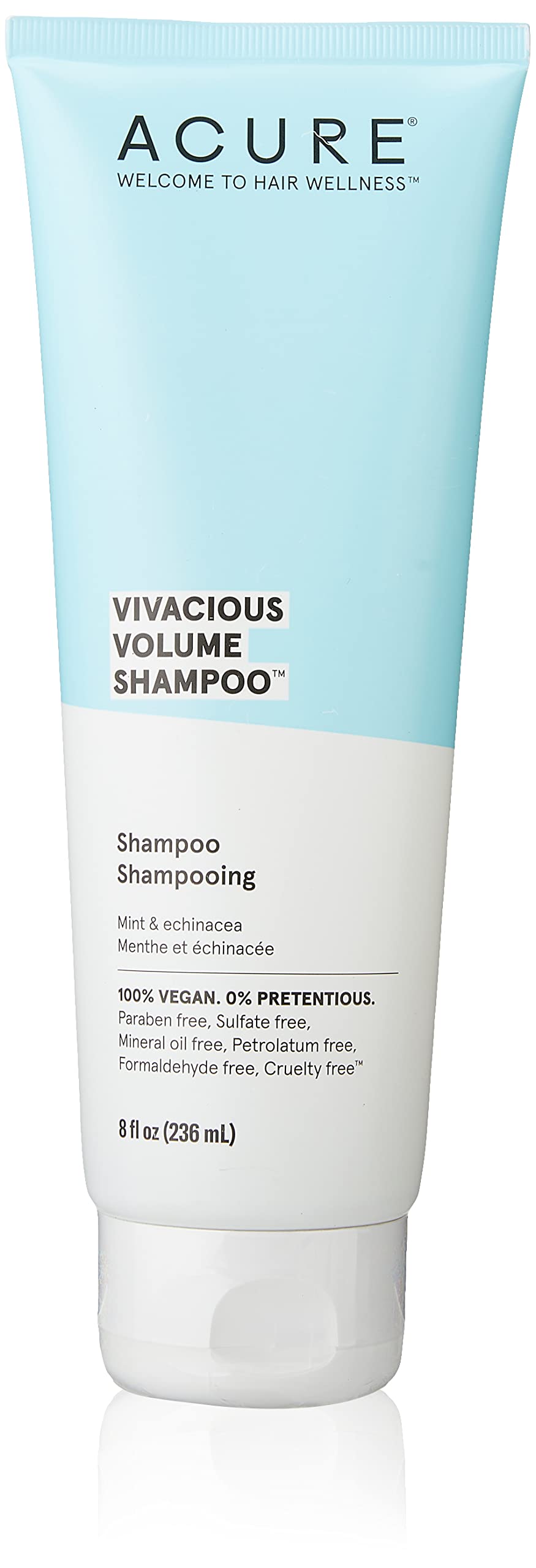 Acure Vivacious Volume Shampoo Echinacea 100% Vegan, White/Blue, Mint, 8 Fl Oz