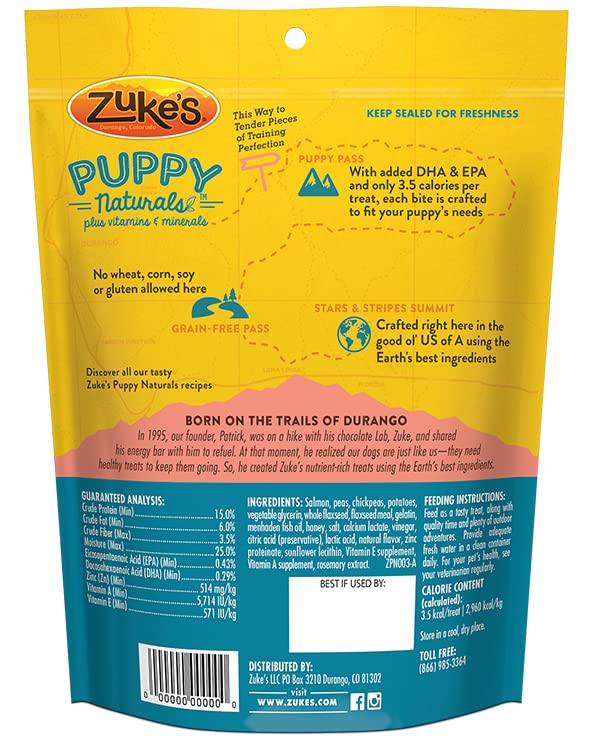 Zuke's Puppy Naturals Puppy Treats Salmon and Chickpea Recipe - 5 Oz Bag