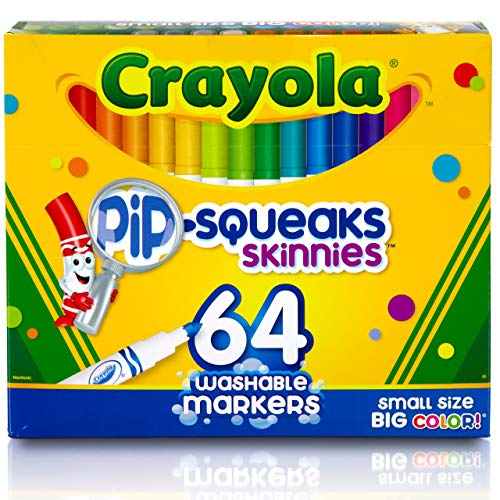 Crayola Pip-Squeaks Skinnies Washable Markers (64ct), Mini Markers for School, Kids Back to School Supplies, Great for Classrooms and Teachers