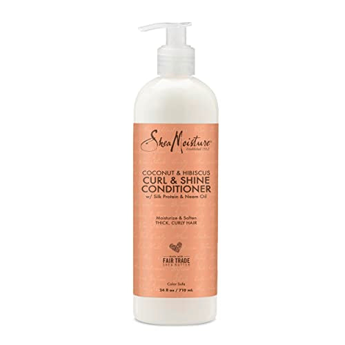 SheaMoisture Coconut and Hibiscus Conditioner for Dry Curly Hair Coconut and Hibiscus Sulfate Free Conditioner, 24 Fl Oz