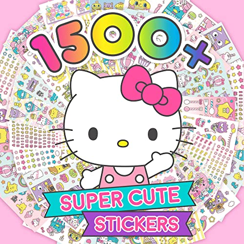 Sanrio Hello Kitty and Friends 1500+ Super Cute Kawaii Stickers, Hello Kitty Chococat My Melody Keroppi Badtz-Maru Pompompurin, Cute Gifts for Kids Teens Girls Adults