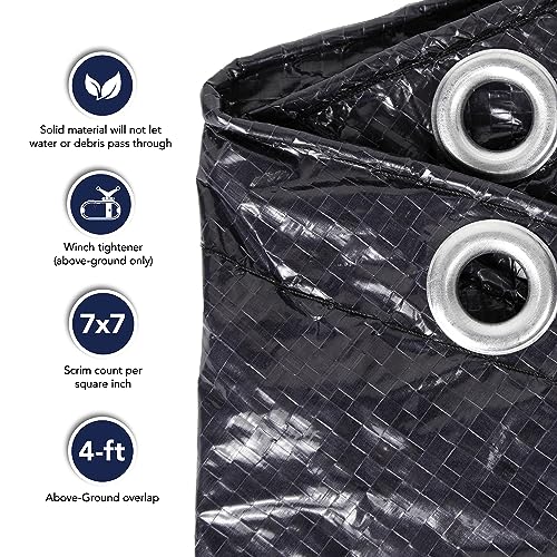 Blue Wave BWC722 Oval Above-Ground Winter Pool Cover, 16-FT x 25-FT, Dark Navy Blue