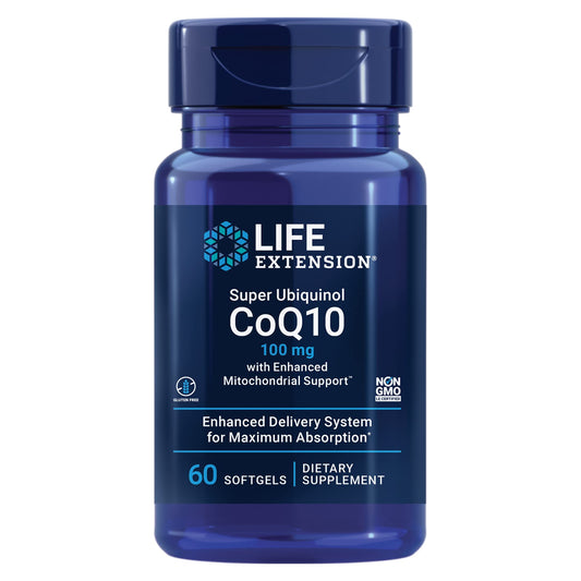 Life Extension Super Ubiquinol Coq10 With Enhanced Mitochondrial Support, Shilajit, Potent Heart Health & Cellular Energy Production Support, Ultra-absorbable, Gluten-No, Non-GMO, 100mg, 60 Softgels