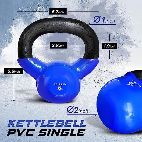 Yes4All Vinyl Coated Kettlebell Weights Set – Great for Full Body Workout and Strength Training – Vinyl Kettlebell 15 lbs