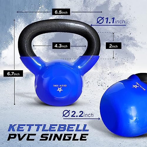 Yes4All Vinyl Coated Kettlebell Weights Set – Great for Full Body Workout and Strength Training – Vinyl Kettlebell 15 lbs