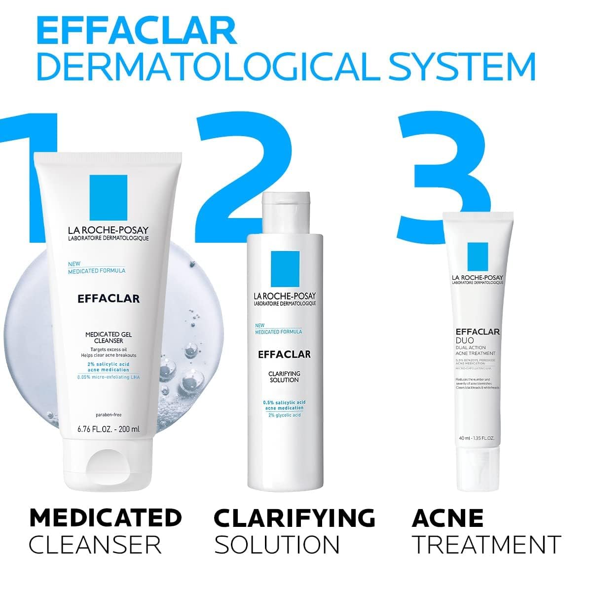 La Roche-Posay Effaclar Medicated Gel Facial Cleanser, Foaming Acne Face Wash with Salicylic Acid, Helps Clear Acne Breakouts and with Oily Skin Control, Oil Free, Fragrance Free