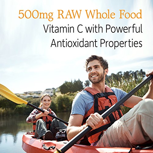 Garden of Life Whole Food Vitamin C Code Raw Capsules, 500mg, Fruit & Veggie Blend, Probiotics Supplements for Adults, Vegan, Gluten Free, Orange, 60 Count