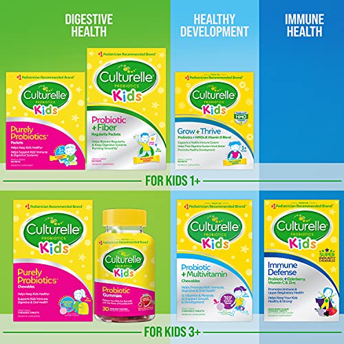 Culturelle Kids Probiotic + Complete Multivitamin Chewable For Kids, Ages 3+, 30 Count, Digestive Health, Oral Health & Immune Support - With 11 Vitamins & Minerals, including Vitamin C, D3 & Zinc