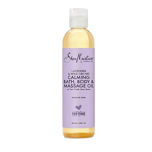 SheaMoisture Bath, Body and Massage Oil Lavender Wild Orchid Calming Moisturizer for Sensitive Skin 8 oz