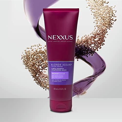 Nexxus Blonde Assure Purple Shampoo, For Blonde Hair Color Care Shampoo, Keratin Protein 8.5 oz