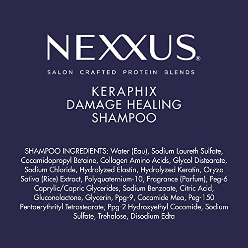 Nexxus Keraphix Shampoo With ProteinFusion for Damaged Hair Keratin Protein, Black Rice, Silicone-Free 33.8 oz