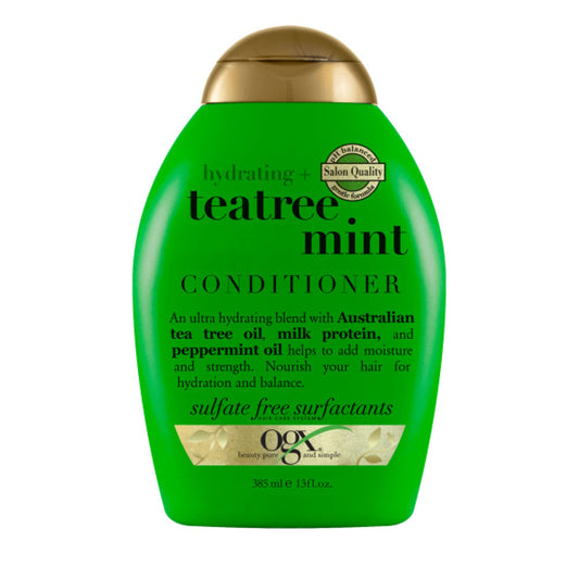 OGX Hydrating + Tea Tree Mint Conditioner, Nourishing & Invigorating Scalp Conditioner with Tea Tree & Peppermint Oil & Milk Proteins, Paraben-Free, Sulfate-Free Surfactants, 13 fl oz