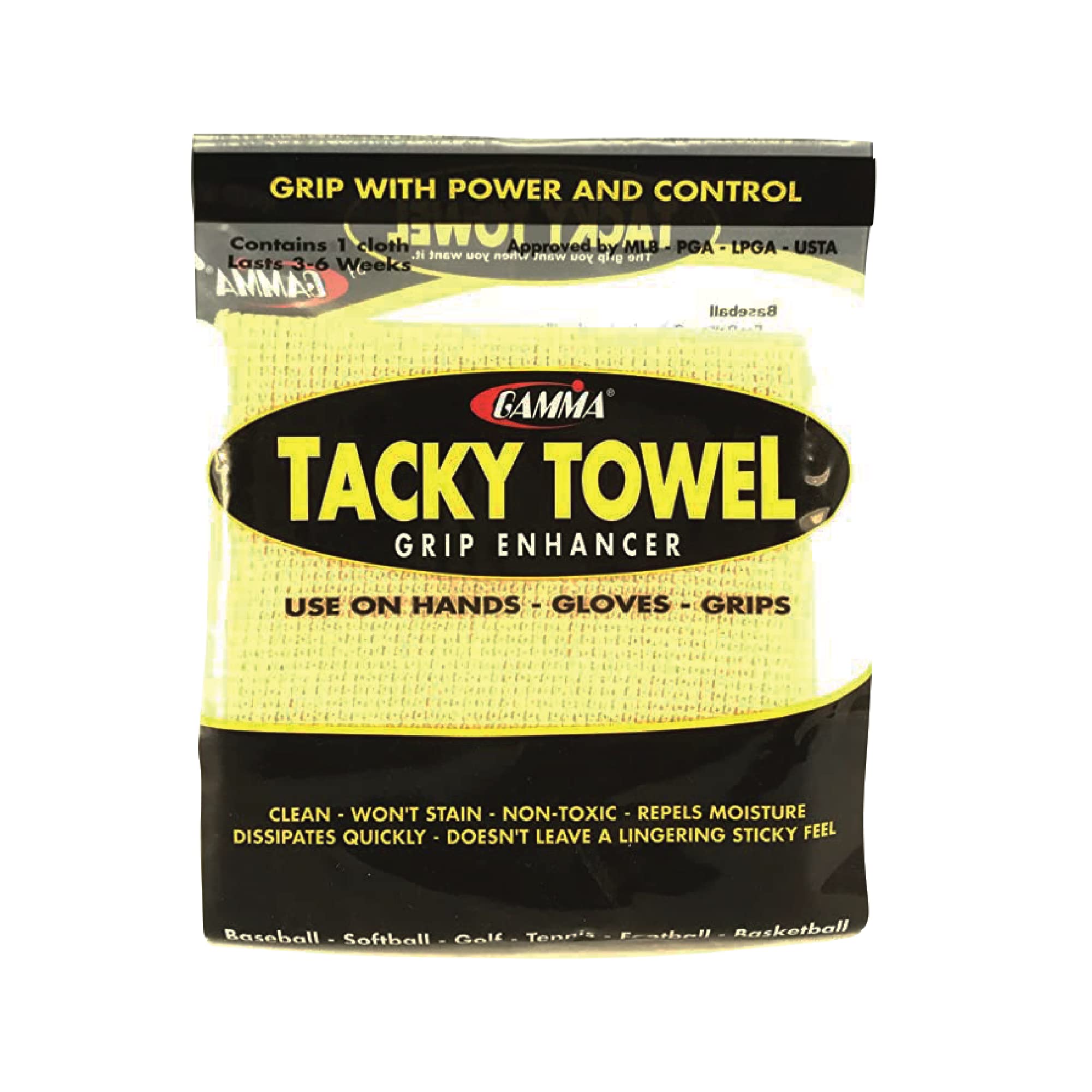 Gamma Tacky Towel Grip Traction Enhancer - Ideal for Tennis, Golf, Baseball, Football, Softball, or Basketball 8.00 x 5.00