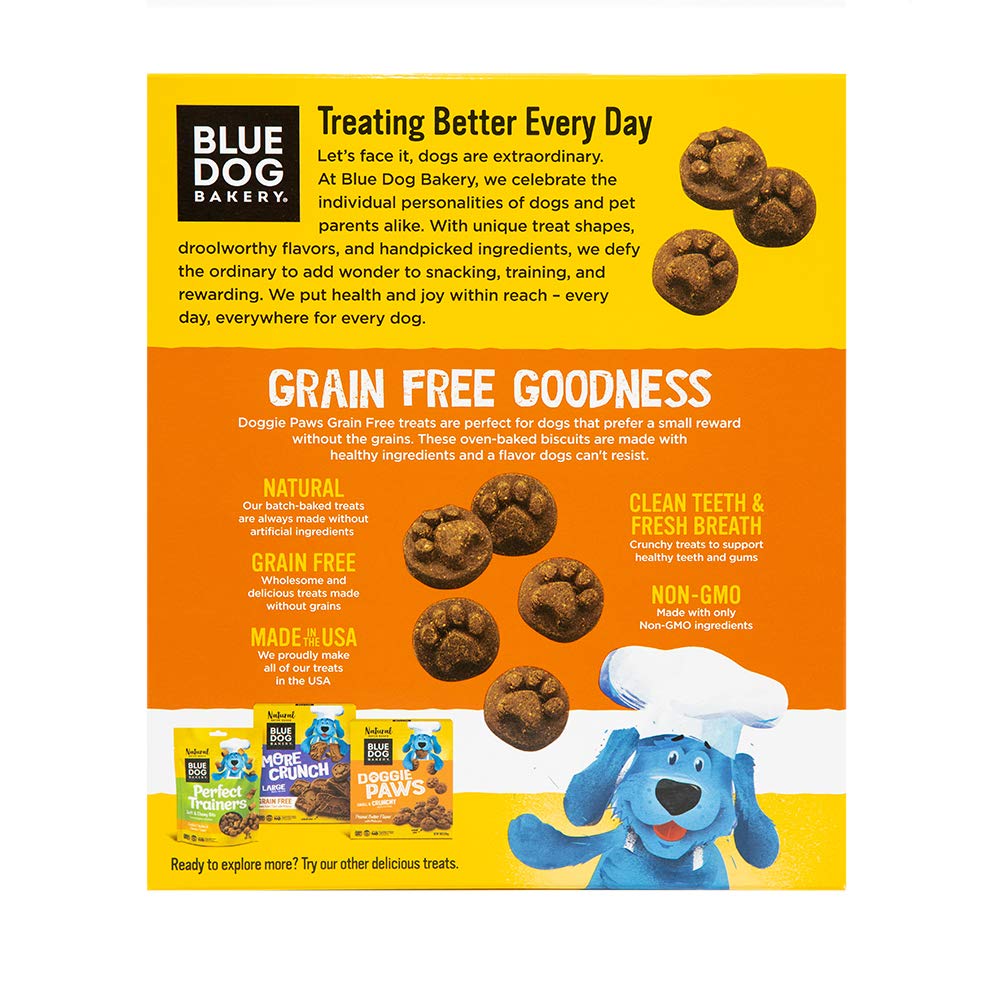 Blue Dog Bakery Natural Dog Treats, Doggie Paws, Peanut Butter Flavor, 16.2oz (1 Count)